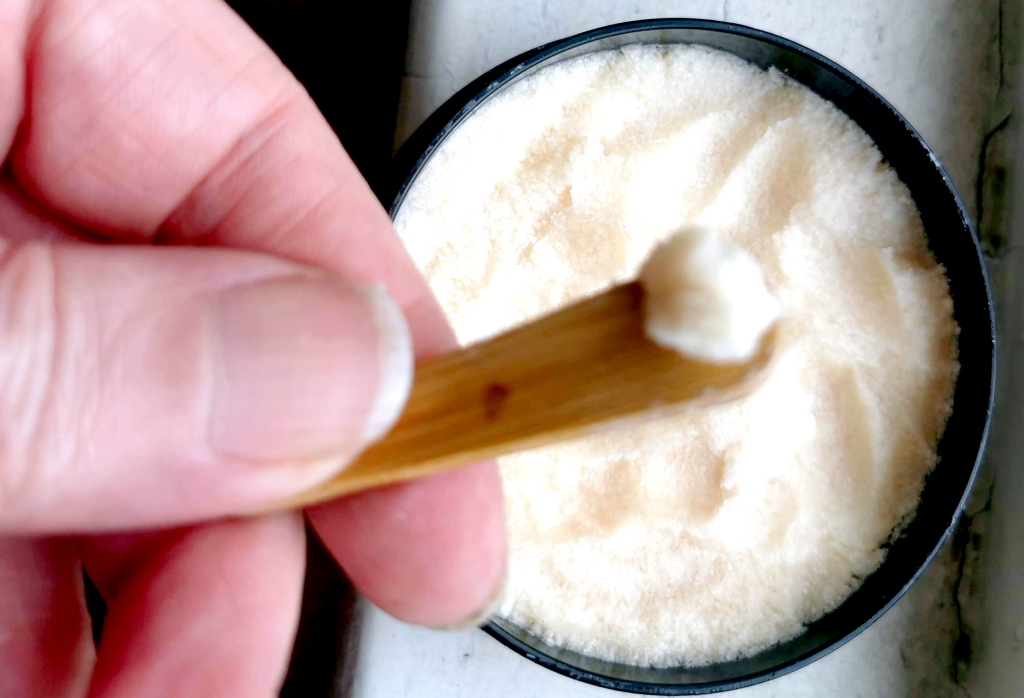 A  tiny amount of shaving soap